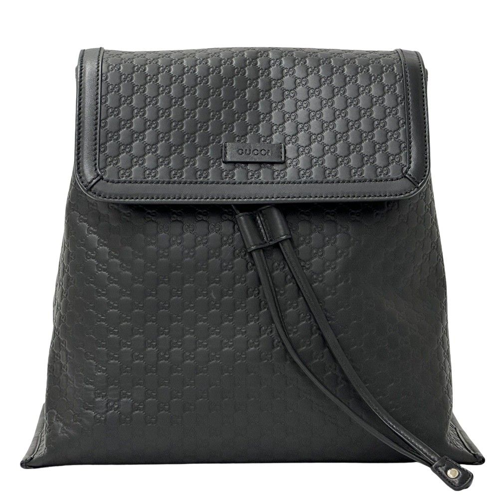 グッチ GUCCI バッグ レディース ブランド マイクロシマ リュック シマレザー ブラック 607993 ロゴ 巾着 シンプル おしゃれ かわいい