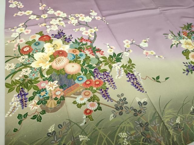 平和屋着物○ファッションデザイナー 花井幸子 訪問着 駒刺繍 吉祥花車