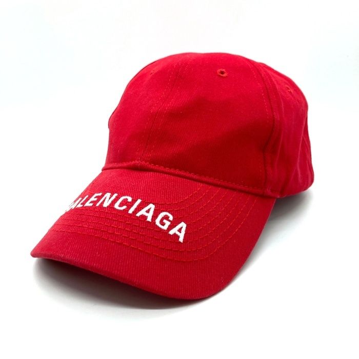 BALENCIAGA バレンシアガ ロゴ刺繡 ベースボールキャップ レッド Size L 59