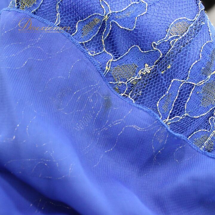 品質が完璧、値段が激安！ 社交ダンス 衣装 スタンダード ドレス ワンピース レッスンウェア レディース オールシーズン 青 金 ICHIOKU イチオク ブルー系 ゴールド系 長袖 気品ある ロイヤルブルー 華やかレース 胸元飾り 手縫い ダンスドレス おしゃれ 舞台衣装 競技用