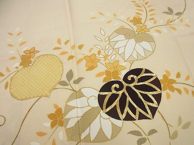 平和屋本店○極上 工芸キモノ野口 訪問着 駒刺繍 蔦の葉文 銀彩 逸品