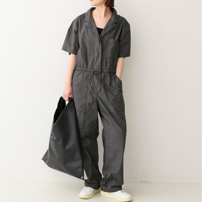 Spick & Span ノーカラーハーフスリーブジャンプスーツ Spick & Span（スピックアンドスパン）の「ノーカラーハーフ