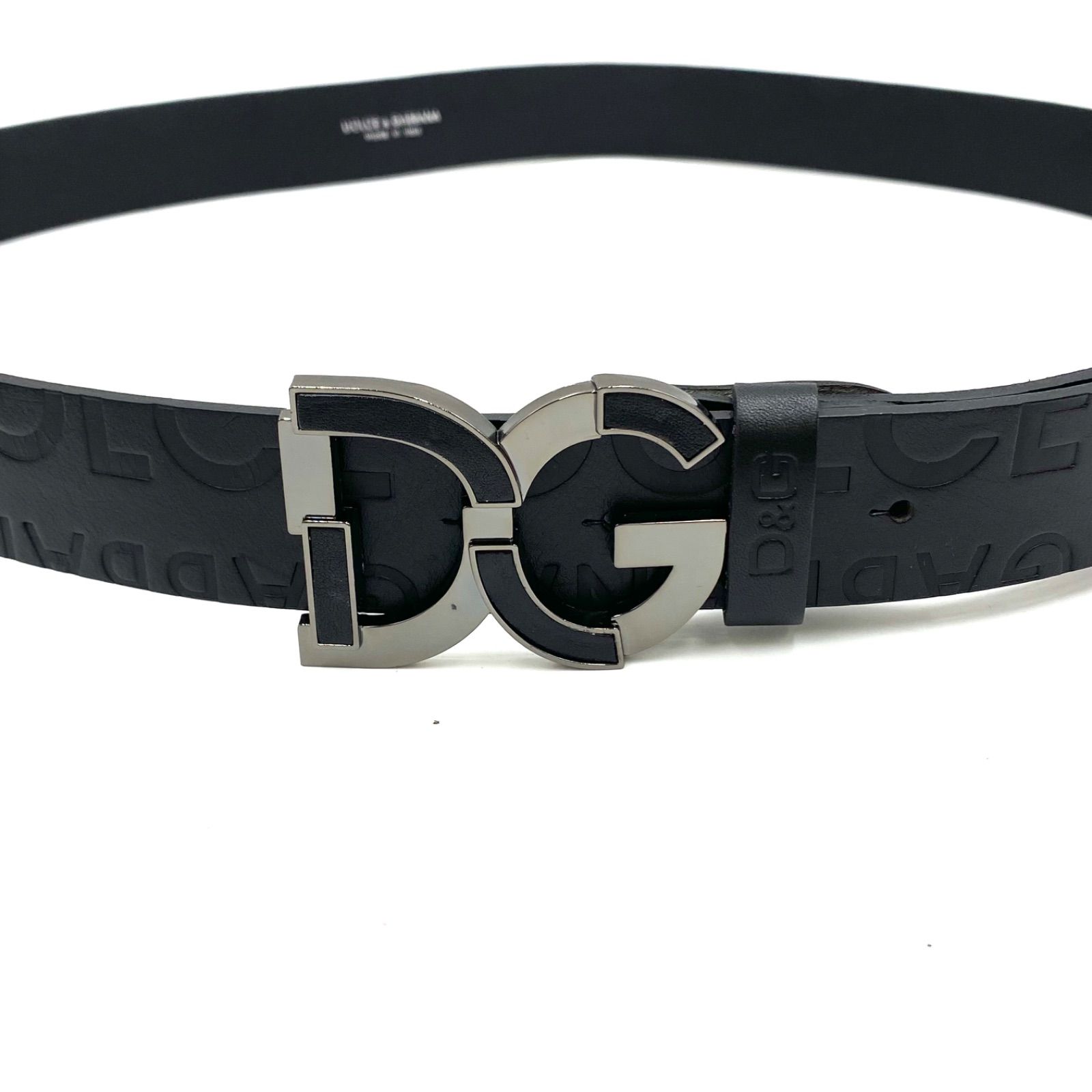 D&G ブラックレザーベルト Dolce & Gabbana DGロゴ レザーベルト