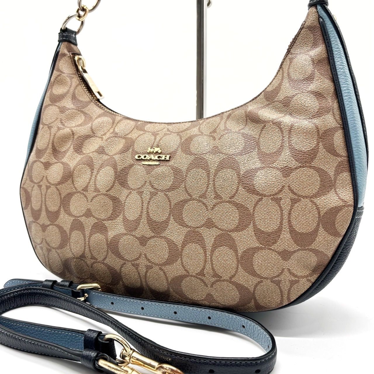 良品】コーチ 2way ショルダーバッグ トート シグネチャー PVC レザー  