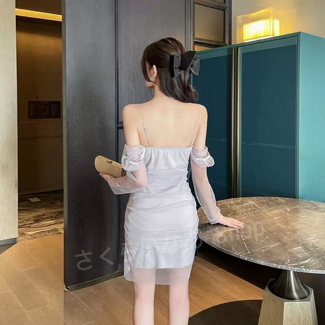 キャバドレス 谷間見せ 2way チュール セクシー タイトパーティー