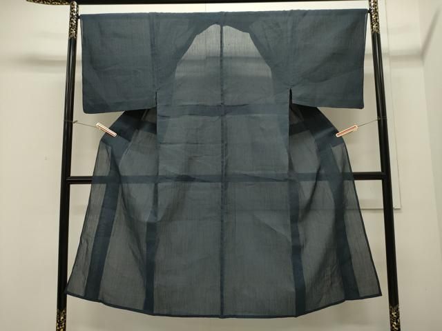 平和屋着物＊夏物 男性 小千谷ちぢみ 鉄御納戸色 麻 dy