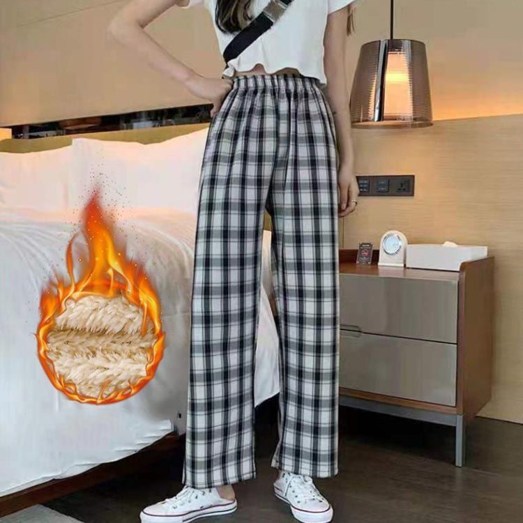 履く毛布 ワイドパンツ チェック柄 ストレートパンツ レディース