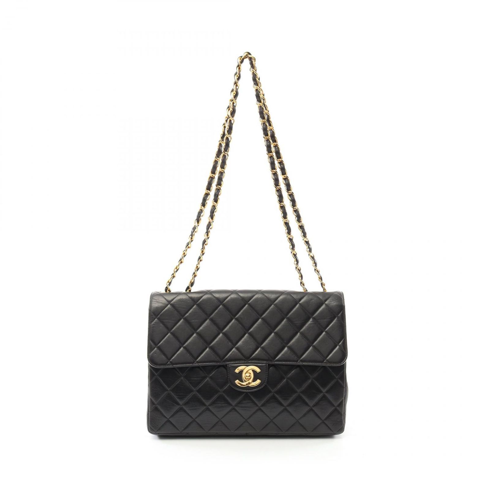 シャネル CHANEL ショルダーバッグ デカマトラッセ30 シングルフラップ A04412 ブラック ラムスキン 羊革 デカマトラッセ チェーンショルダー レディース Used B