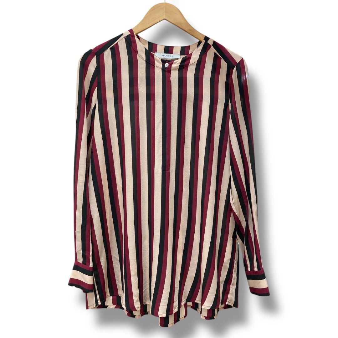 MARSELLA マレーラ ストライプ柄 シルクシャツ Max Mara マックス 