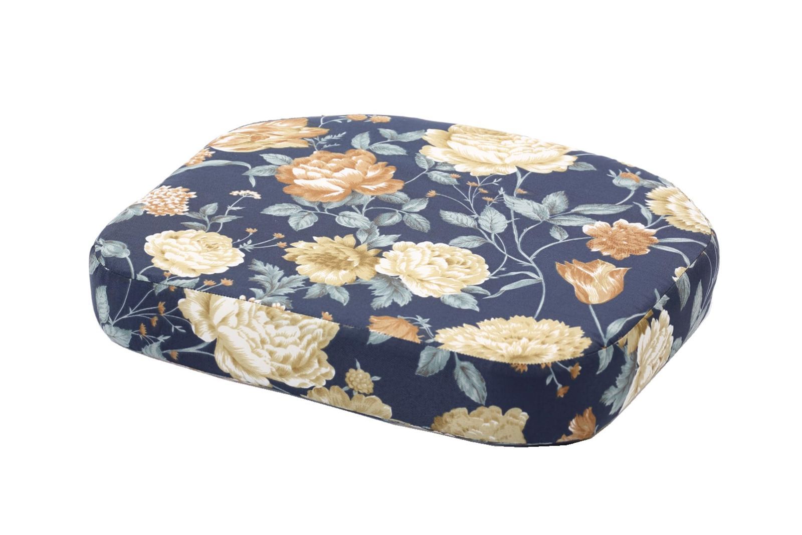 【数量限定】サンフラワーラタン ラタンチェア用座面クッション（プリント） (A柄（ブルー花大）)
