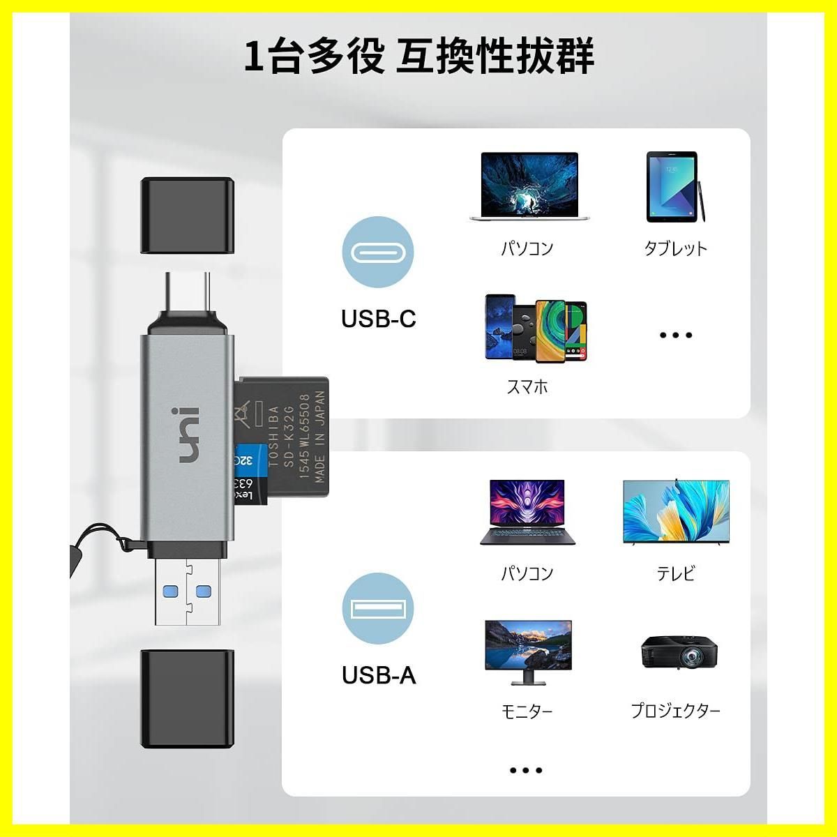 UHS-Iカード対応】メモリー / カードリーダー / / OTG対応 / 高速転送 / microSD Windows11、Android  RS-MMC MMC スマホ microSDHC SD/TF同時読み書き【microSDXC iPad 2-in-1カ