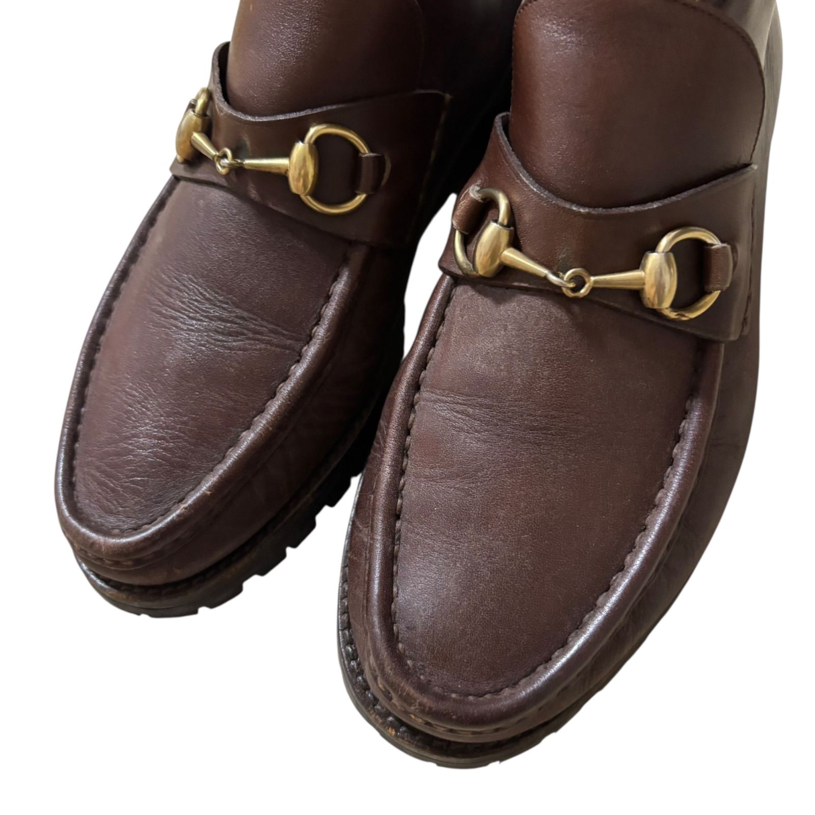 GUCCI ホースビットローファー　40E ブラウン　レザー　グッチ 超美品》グッチ ホース ビット ローファー 本革 レザー 茶系 42 1/2