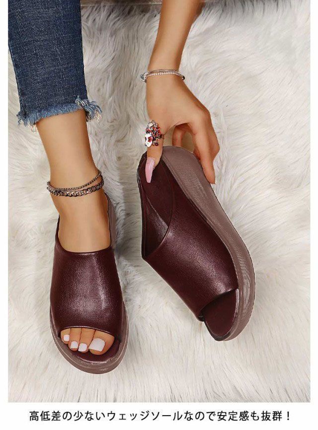 厚底 サボ サンダル ミュール ウェッジ ソール レディース オープントゥ ヒール 白 黒 カジュアル シンプル 軽い オフィス 仕事 通勤 お出かけ コンフォート NAWIN] 厚底 サボ サンダル ミュール ウェッジ ソール レディース 本革