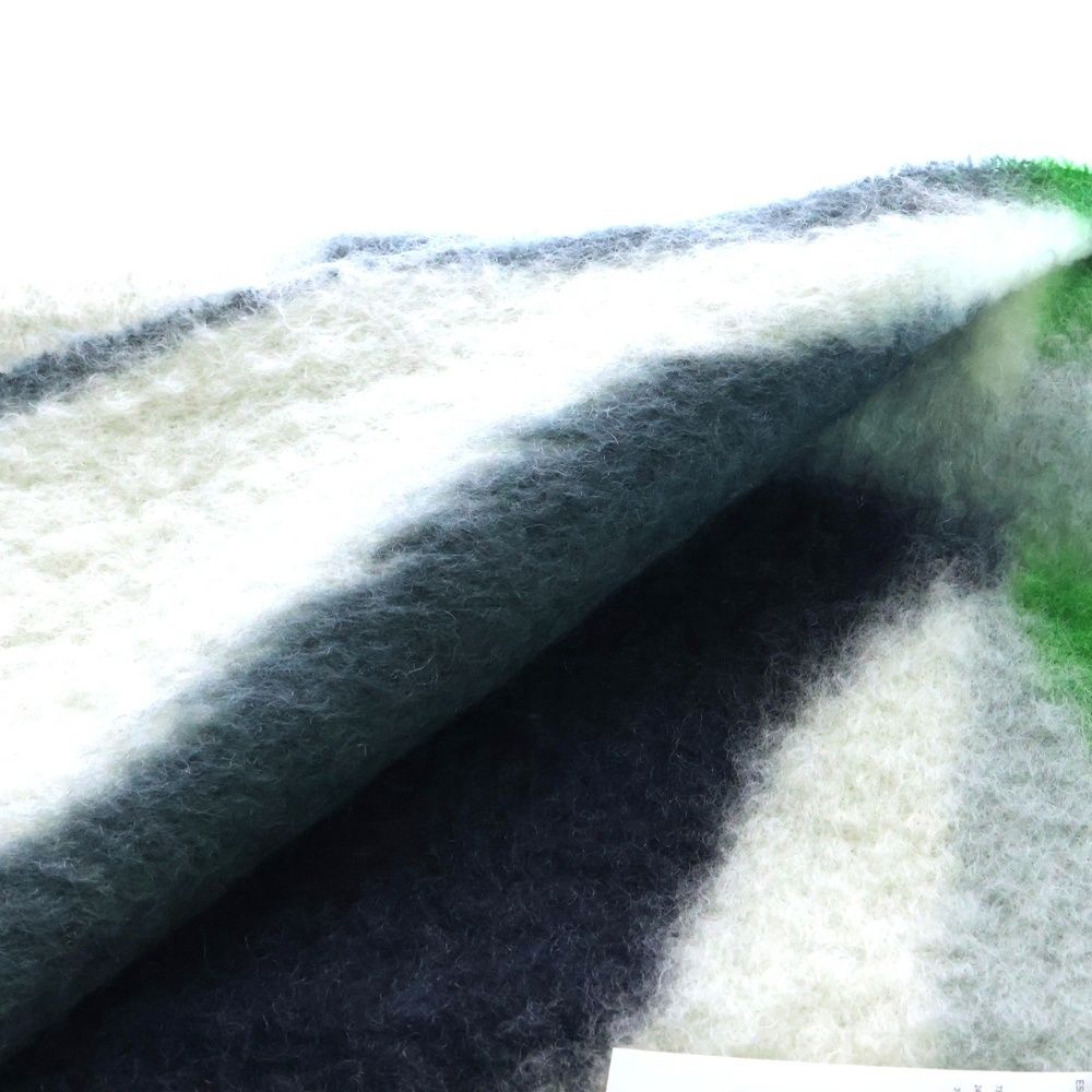 JIL SANDER ジルサンダープラス 21 AW スペイン製 パターン モヘアウール マフラー ホワイト ネイビー グリーン