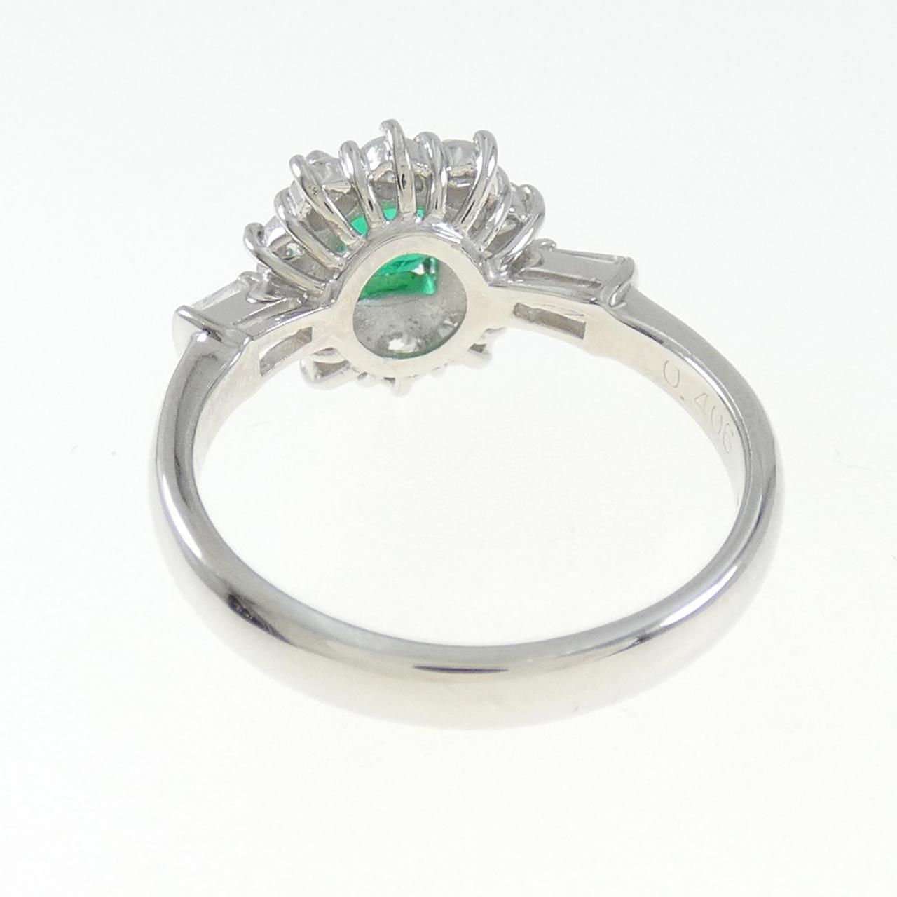 PT エメラルド リング 0.406CT pt900 ファンシーカットエメラルド 2.18 
