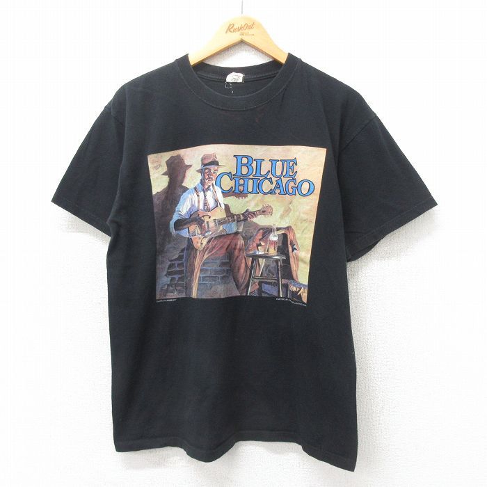 L/古着 半袖 ビンテージ ロック バンド Tシャツ メンズ 00s クラークランブラー ジョンキャロルドイル コットン クルーネック 黒 ブラック 