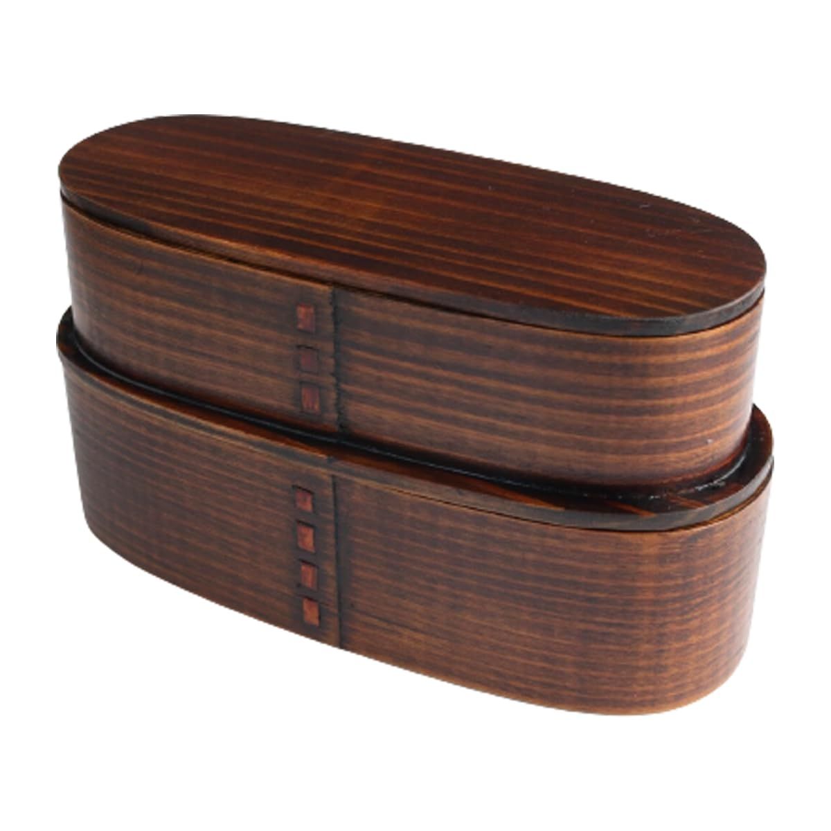 二段 スリム 弁当箱 漆 弁当箱 17.2cm 木製 × 7.5cm 曲げわっぱ × 9.5cm J-kitchens 700ml