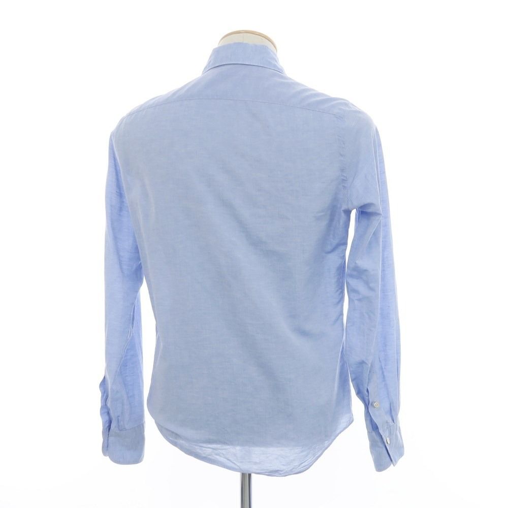 【美品】　フィナモレ38 ブルー 中古】フィナモレ Finamore コットンリネン ワイドカラーシャツ