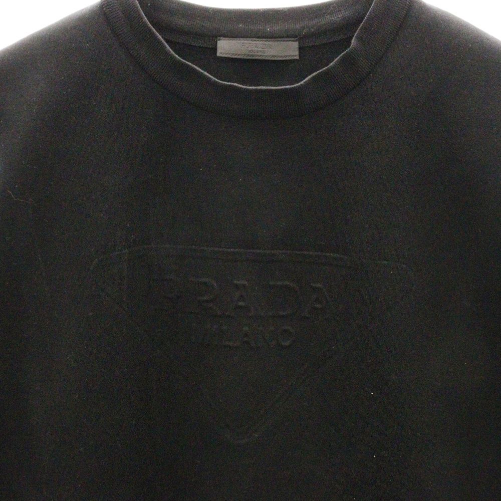 プラダ サイズ:M  UJL27A S221 103S フロントロゴゴットンクルーネックスウェット 中古 SB01 PRADA (プラダ) CREWNECK SWEAT TRAINER クルーネックスウェット