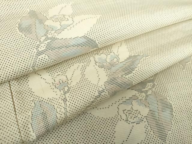 平和屋着物●本場大島紬　白大島　9マルキ　枝花文　正絹　逸品　DAAY1466ps 平和屋着物○本場大島紬 白大島 9マルキ 枝花文 正絹 逸品 DAAY1466ps