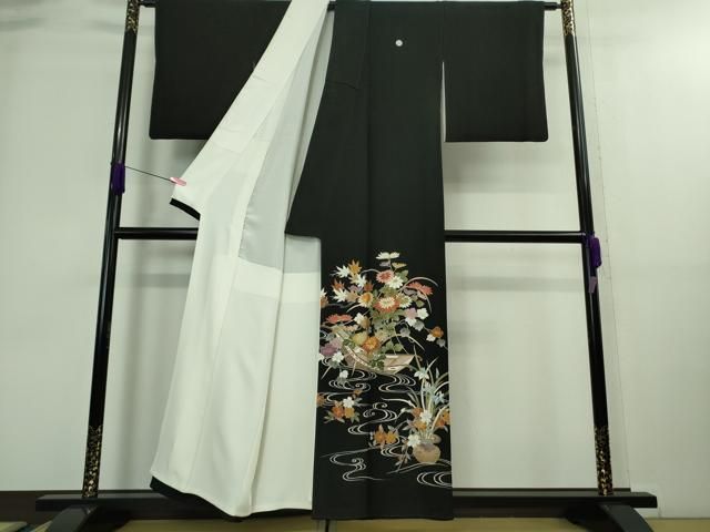 平和屋本店□極上 創業460年・千總 黒留袖 駒刺繍 花舟 金彩 大丸扱い