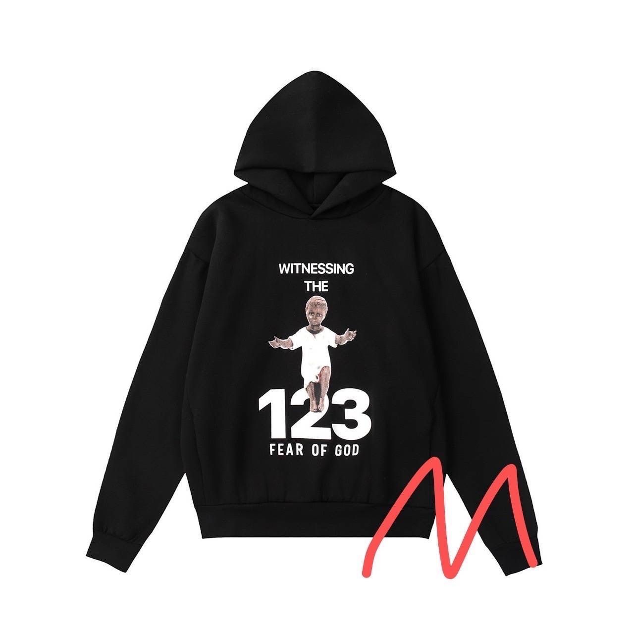 新品未使用タグ☆FEAR OF GOD X RRR 123 REVIVAL HOODIEフィアオブゴッド スエット プルオーバー パーカーコラボ 限定 BLACK サイズ M レア