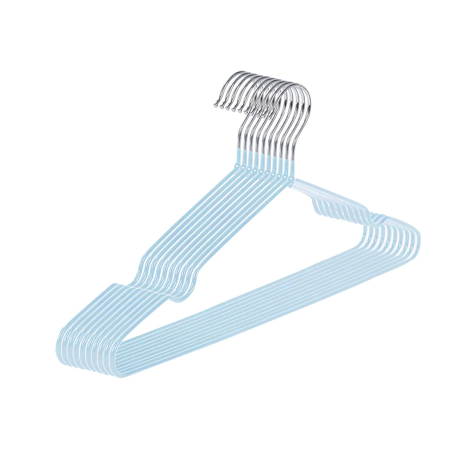 【在庫セール】PVC特殊ラバー加工 かたくずれ防止 すべらないハンガー clothes hanger スリム 1本組 軽量 おしゃれ 滑らない 滑らない 滑り落ちない 乾湿両用 ハンガー はんがー ブルー