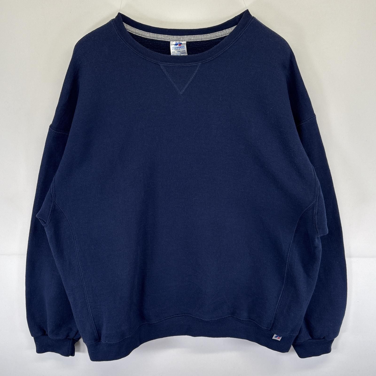 古着　ラッセル　無地スウェット　前Vガゼット　チャコールグレー　L フェード 古着 ラッセル Russell スウェット 無地 トレーナー クルー