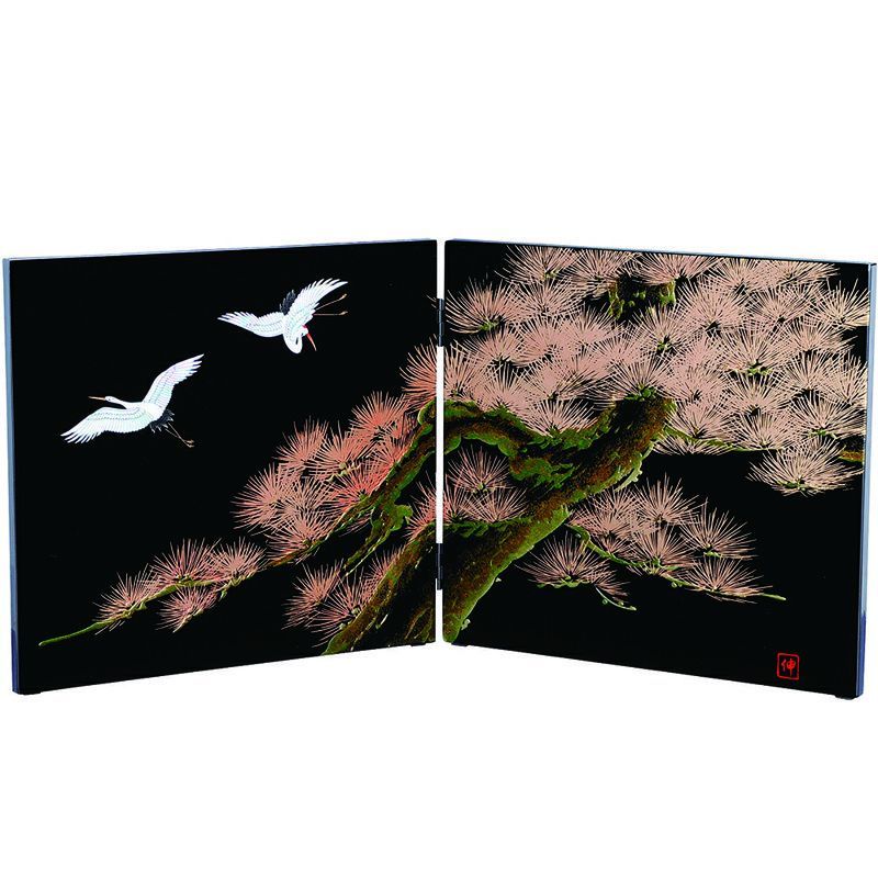 紀州塗り 屏風時計 黒 飛祥 和風 和室 おしゃれ 木目 インテリア 日本製 紀州塗り 屏風時計 黒 飛祥 和風 和室 おしゃれ 木目 インテリア 日本製