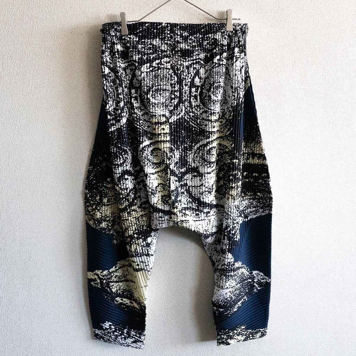 美品】 HOMME PLISSE ISSEY MIYAKE【和柄 プリーツ サルエル