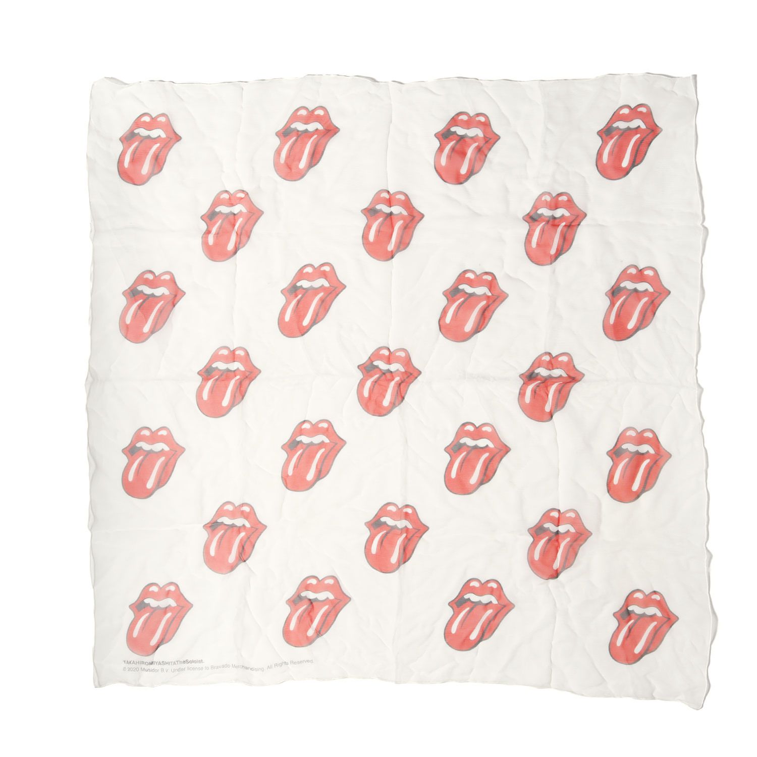 TAKAHIROMIYASHITA The Soloist. タカヒロミヤシタ ザ ソロイスト The Rolling Stones リップ-タン シルク スカーフ strsa.0001 ホワイト 白 ファッション アイテム 小物 雑貨 メンズ
