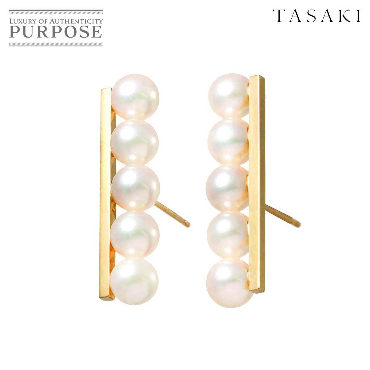 タサキ TASAKI バランス プラス アコヤ真珠 5.7-5.5mm ピアス K18 YG 