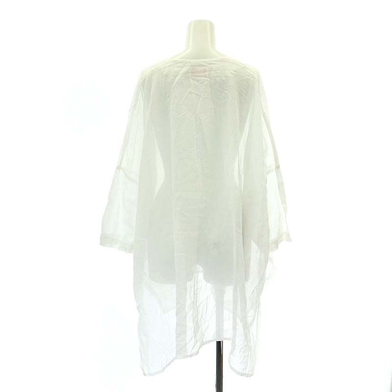 ギャレゴデスポート gallego desportes コットン シアー ノー チュニック 長袖 Vネック シースルー オーバーサイズ S 白 ホワイト AT OS