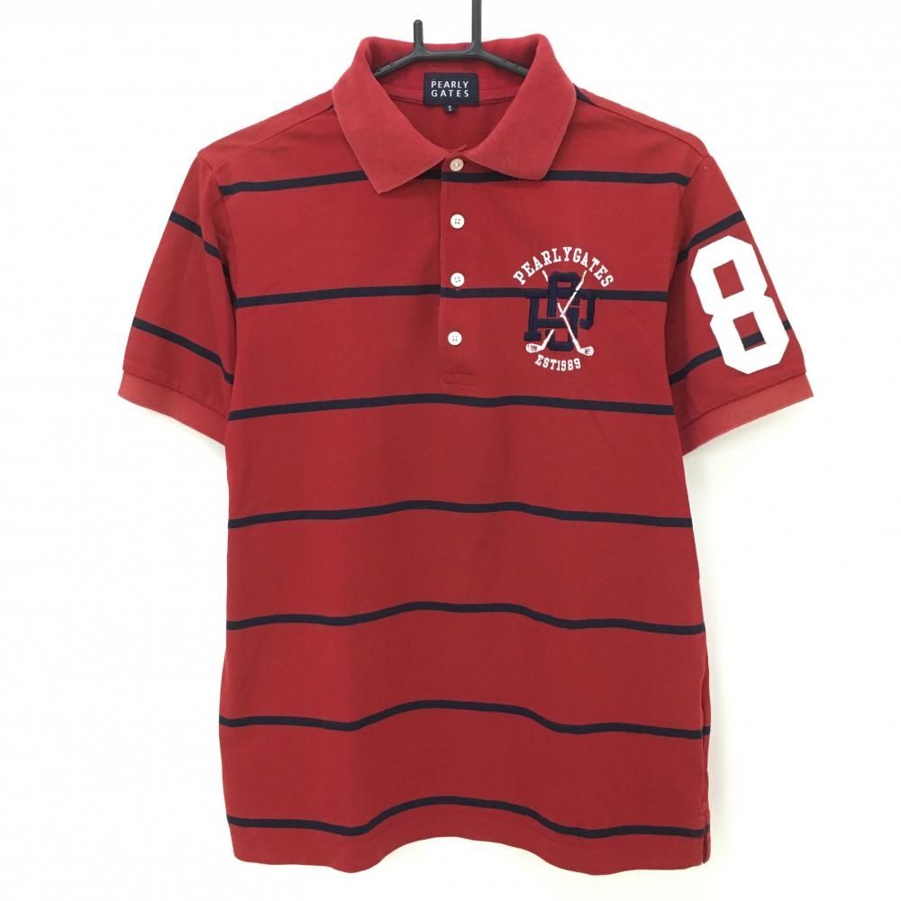 パーリーゲイツ 半袖ポロシャツ ボルドー×ネイビー ボーダー メンズ 5