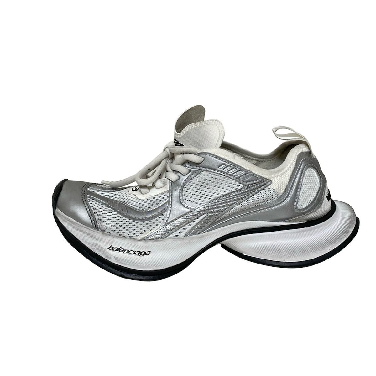 BALENCIAGA バレンシアガ スニーカー 23 レディース サーキット スニーカー 793944WFLGY9100 白×シルバー ダメージ加工