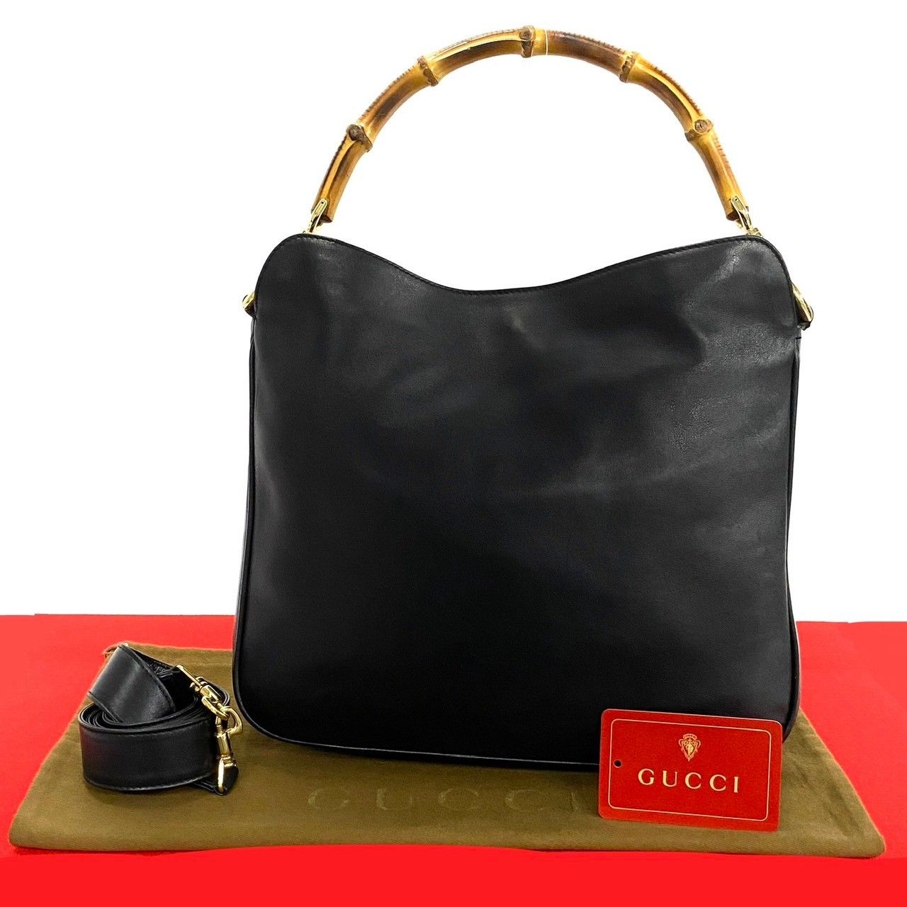極 美品 GUCCI グッチ オールドグッチ ヴィンテージ バンブー レザー 