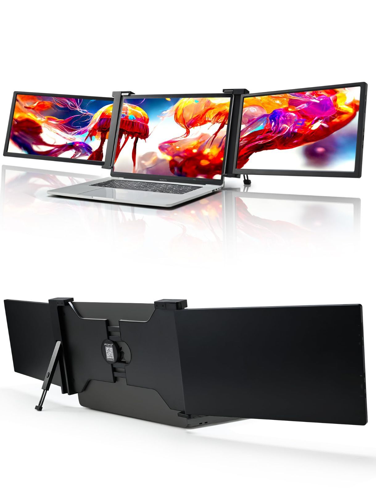 【数量限定】ポータブルディスプレイ 1417.3インチラップトップ用 FHD1080P IPS液晶パネル トリプルポータブルモニター HDMI/USB-Cで接続 折りたたみ式 13.3インチ デュアルディスプレイ スタンド付