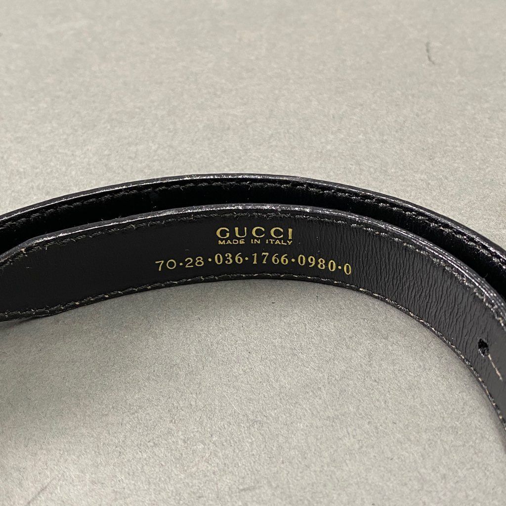 b8-7 GUCCI グッチ 70・20・036・1766・0980・0 イタリア製 インターロッキングG ベルト GGバックル 細ベルト ブラック レザー MADE IN ITALY b8-7 GUCCI グッチ 70・20・036・1766・0980・0 イタリア製 インター