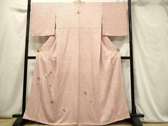 平和屋着物○総刺繍 訪問着 紬地 蕨 ワラビ つくし 金糸 正絹 逸品