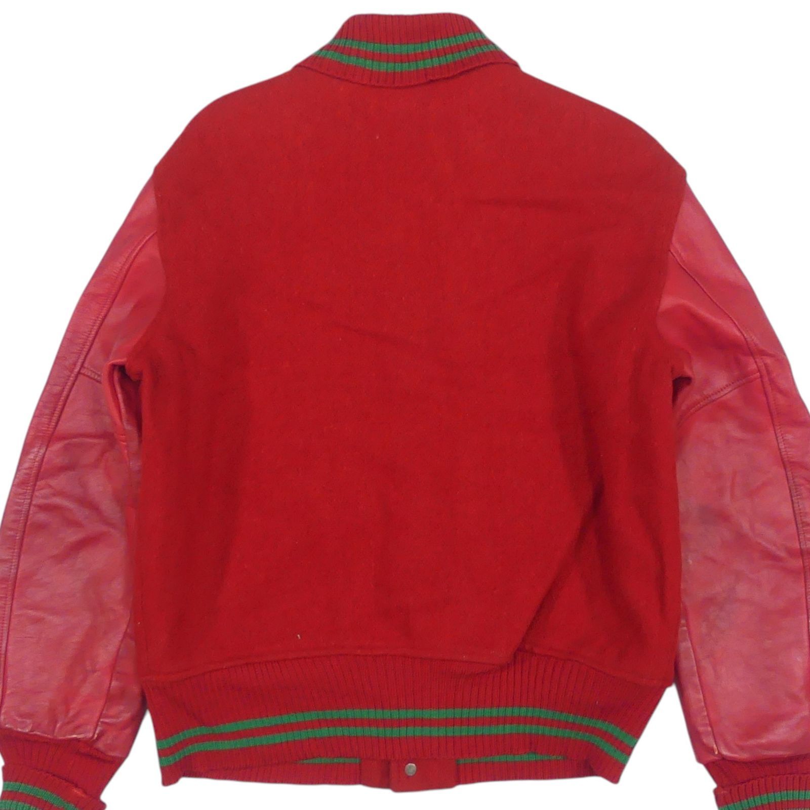 Butwin 赤 スタジャンUSA製　90s 古着 ゆるだぼデカロゴ 袖レザー Butwin 赤 スタジャンUSA製 90s 古着 ゆるだぼデカロゴ 袖レザー