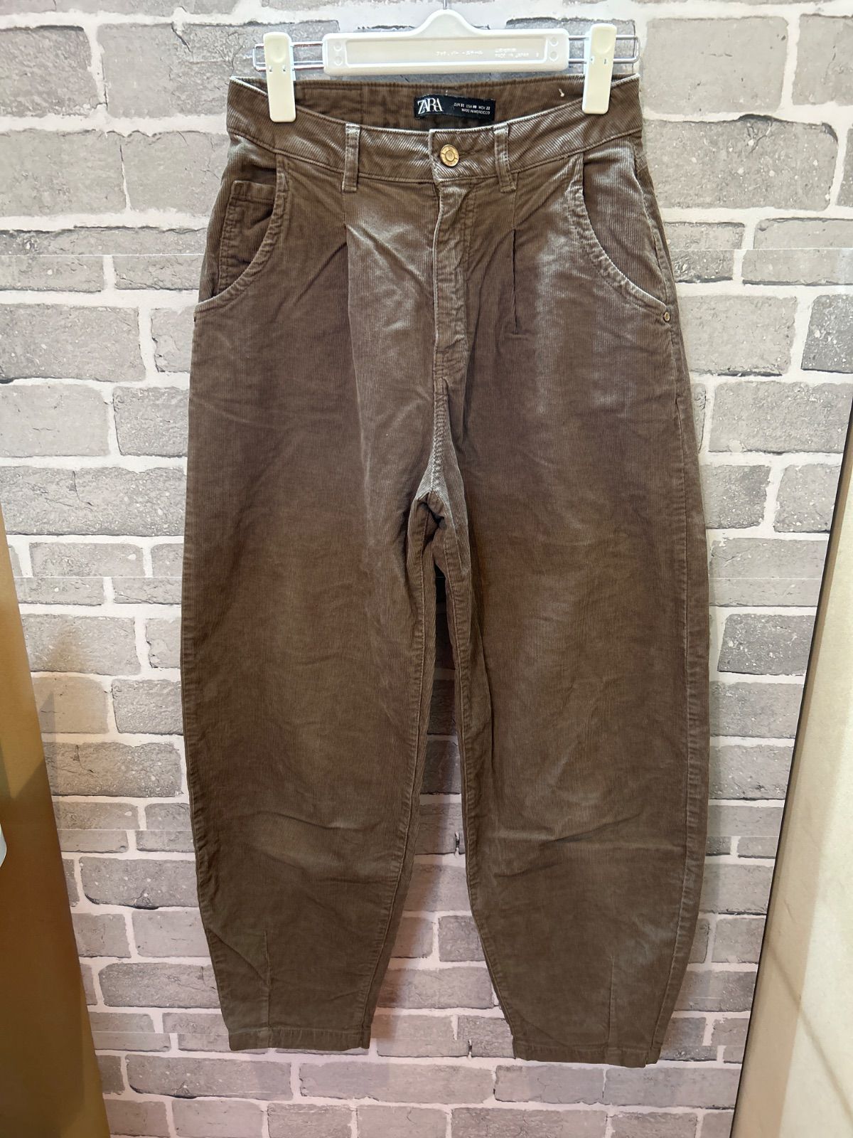 F5-36】◇ ZARA タグ表記サイズ00 S パンツ 茶色 - メルカリ