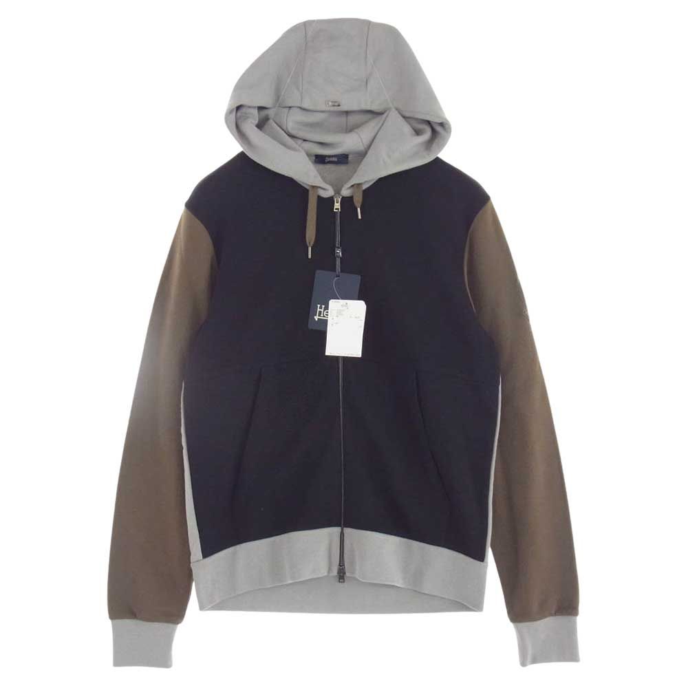 Herno ヘルノ JC0012U ジップ アップ パーカー フーディー バイカラー ワッペン マルチカラー系 50【極上美品】【中古】