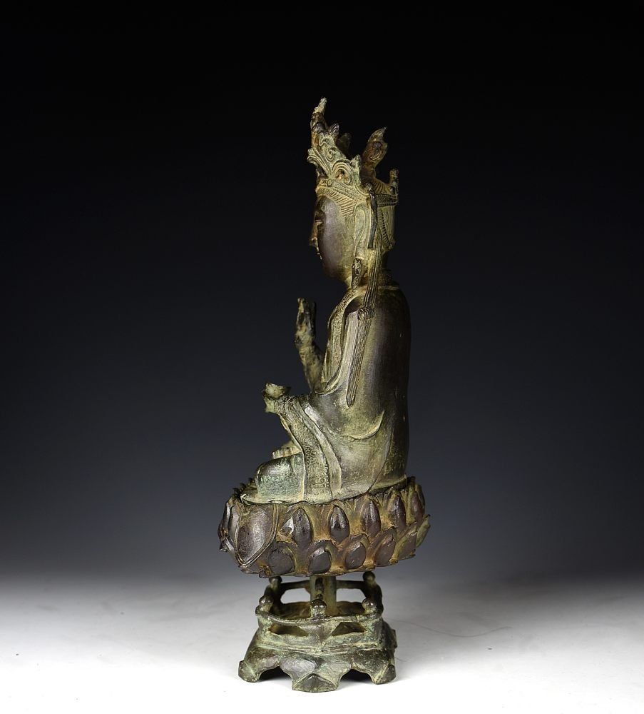 蔵C9226 中国古美術 古銅明仏 連座 高 35ｃｍ