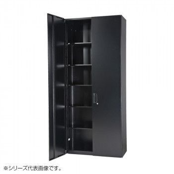 豊國工業 壁面収納庫浅型両開きH2100 ブラック HOS-HRLSX-B CN-10色 ブラック
