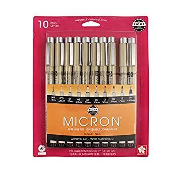 Sakura Pigma ミクロン ブラックインク マルチチップセット 10本パック