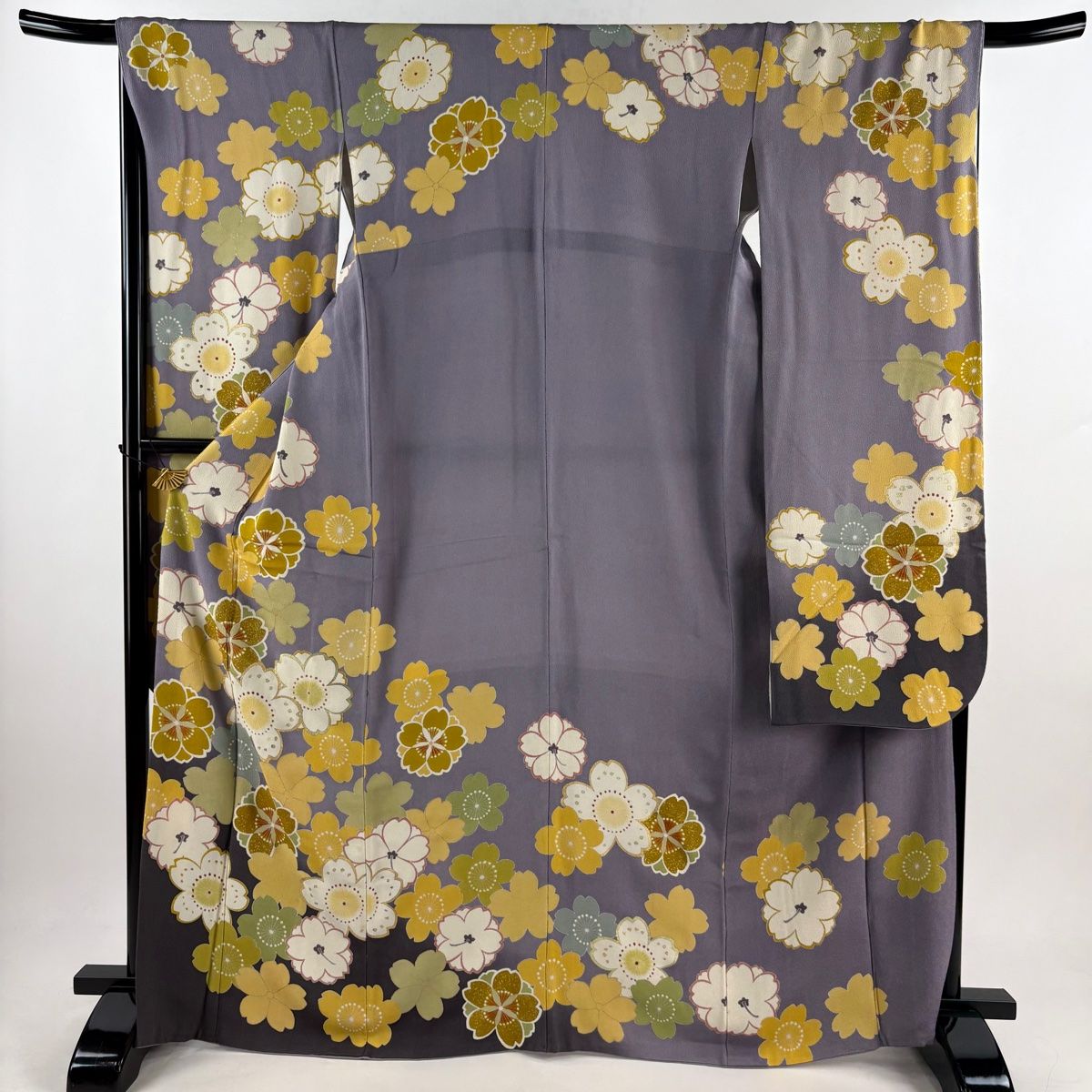 振袖 身丈166cm 裄丈67cm M 袷 ますいわ屋 桜 金彩 縮緬 薄紫 正絹 秀品