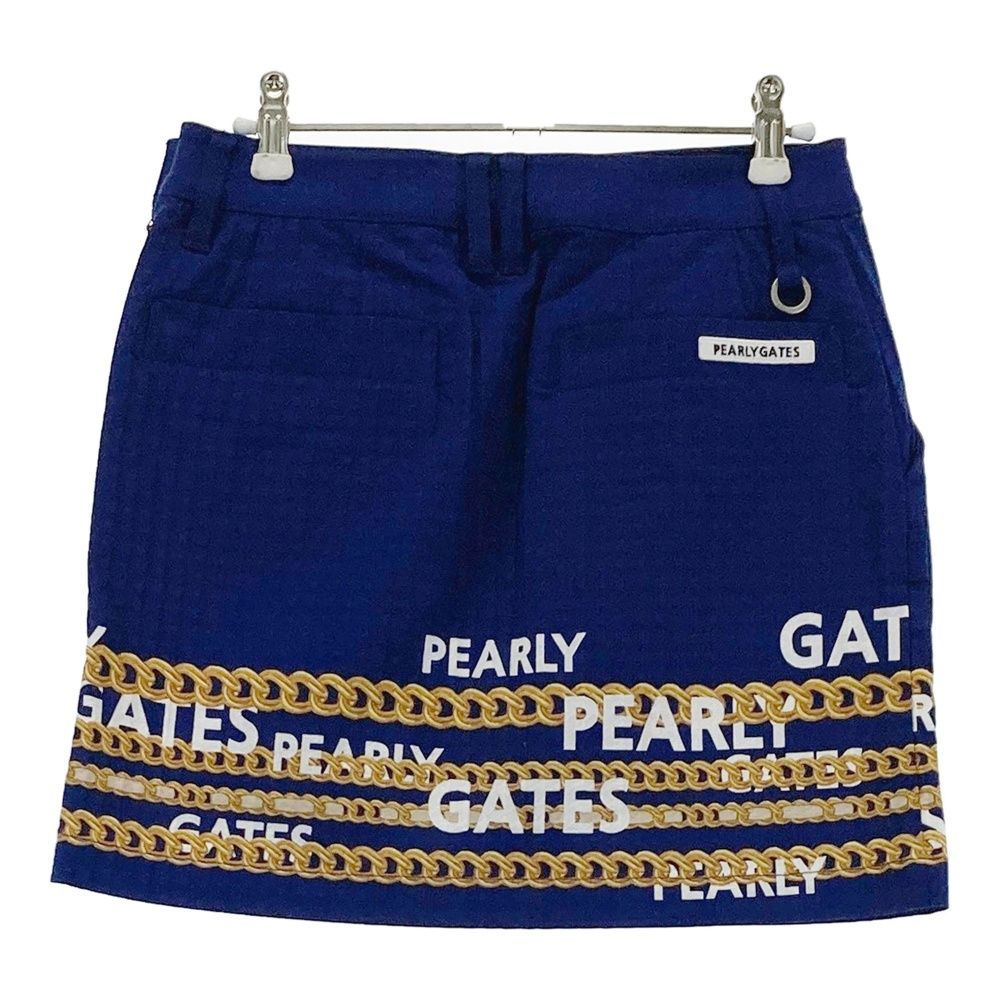 サイズ 0 PEARLY GATES パーリーゲイツ 055-2234010 ストレッチスカート ロゴ チェーンプリント ブルー系 240101475292 ゴルフウェア レディース ストスト