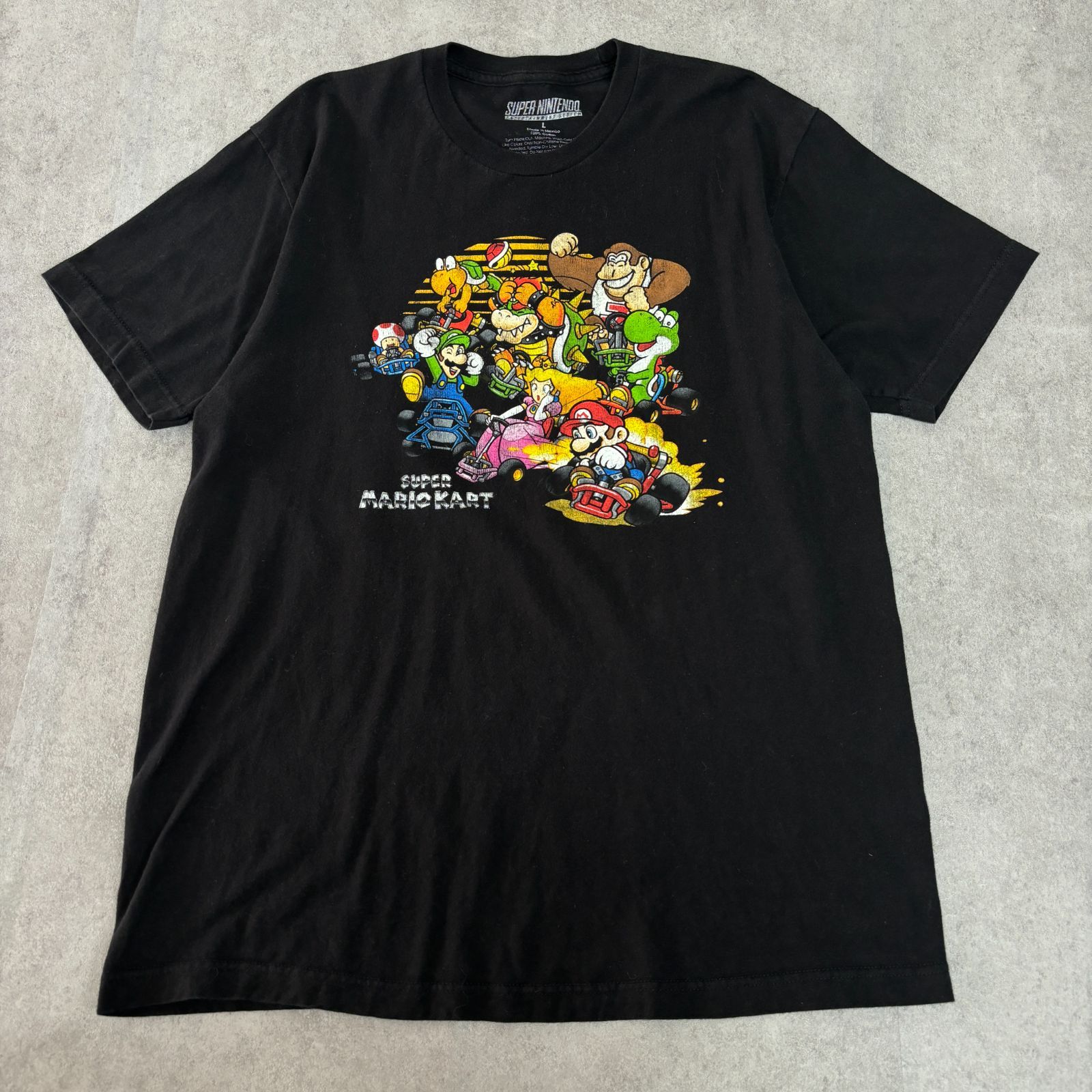 SUPER MARIOKART スーパーマリオカート 任天堂 NINTENDO 良イラスト トップス 半袖Tシャツ 古着 ブラック 黒 L - メルカリ