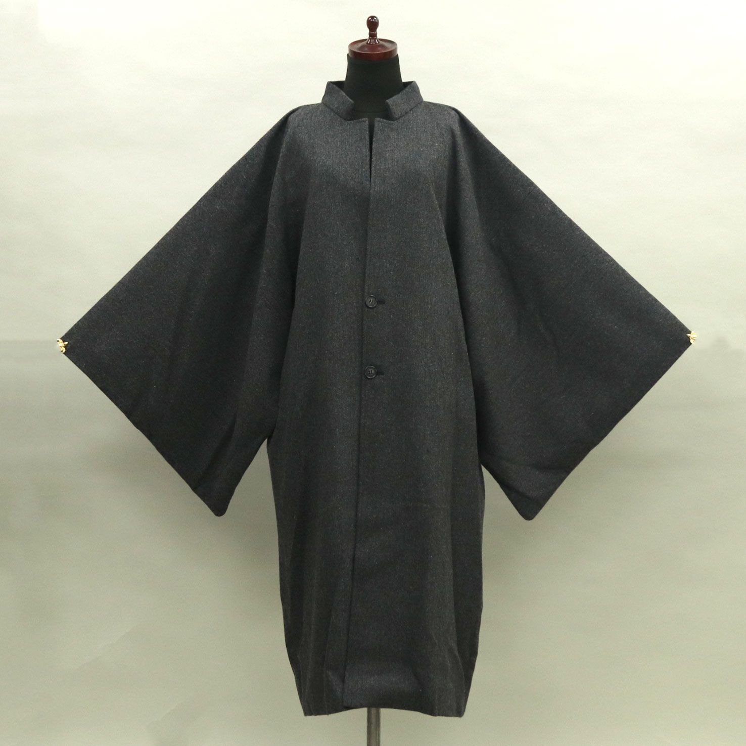 eha3308 メンズ 日本製 ウール スタンドカラー 角袖 和装用 ロングコート