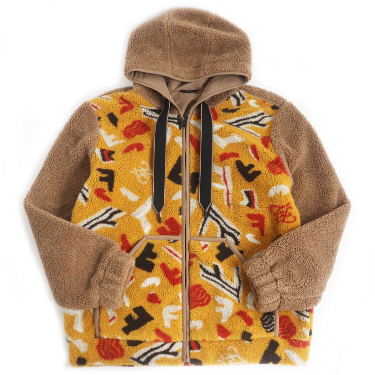 極美品□21AW FENDI/フェンディ FW1122 Printed Fleece Zip-Up Hoodie ...